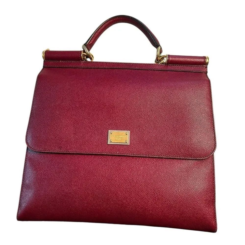 Authentic Dolce & Gabbana Sicily Burgundy Leather Tote - Picture 2 of 16